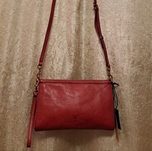 Red Leather Crossbody Bag And Wristlet Option